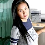 Pic of Asian girlfriend plays with veggies in the kitchen