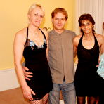 Pic of Three older ladies share one hard cock