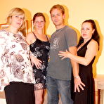 Pic of Three mature party wives share one hard cock