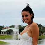 Pic of First Time Videos Girls | Sultry Young Brunette Babe With No Panties Lifting Her Skirt in Public