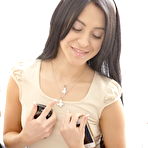 Pic of Brunette teen girl with hot tits fucking with 2 guys