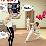 Pic of Kung fu boys 3D comics: gay hentai cartoons and male spy voyeur anime fantasy story about gay twink sport boys in uniform fucking and jerk off cocks masturbating action with their muscle gay stud hairy coach in the shower room