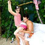 Pic of LollyHardcore.com - Brunette teen cutie gets her pussy filled outside