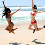 Pic of Nicole Scherzinger in bikini learn to ride surf