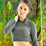Pic of Leia of FTV Girls: small breasted brunette strips and fingers her tight pussy