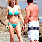 Pic of Jenny McCarthy sexy in blue bikini on the beach