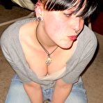 Pic of Trashed Girl Friends: Blonde teen flashing her tits and posing for the camera