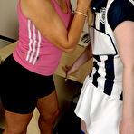 Pic of Strict mature trainster feeling up a hot babe player