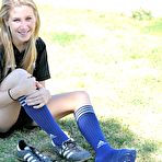 Pic of Blue Eyes Blonde College Soccer Girl With Freckles In White Thong Panties