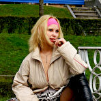 Pic of Dirty Public Nudity. Bouncing tit blonde babe.