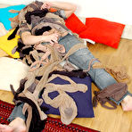 Pic of Nylon-crazy couple getting wild while fondling luxury pantyhose in 69 game