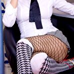 Pic of Boob Study - Classy Edith shows off her body and big boobs while wearing a tie and sexy fishnet stockings