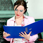 Pic of Sexy secretary aching to finger babe&rsquo;s pussy clad in barely visible tights