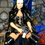 Pic of Latex Nun Sylvia Saint inserting knifes