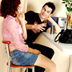 Pic of AnalSaga.com: Bigtitted stockings girl and her co-worker taking time for ass-fucking on the sofa