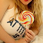 Pic of Boob Study - Big titted blonde Brooke loves sucking on her lollypop and showing off her big boobs
