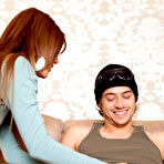 Pic of Melanie Jane - Innocent looking brunette Melanie Jane doing a blowjob and a handjob action