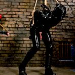 Pic of SexPreviews - Claire Adams femdom in latex strapons and spanks bound rubberboy