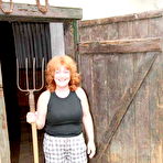 Pic of Massive tits country grandma dildos pussy at the cowshed