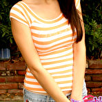 Pic of Kissable Kaydin - Smoking hot brunette Kissable Kaydin takes off her pink bra and shows her perky tits.