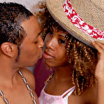 Pic of Brown skinned shemale takes cock in ass