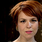 Pic of SexPreviews - Juliette amateur redhead is metal bound in strappado on the Sybian