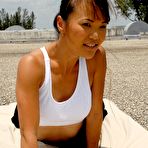 Pic of Mia Smiles - Mia Smiles takes her sexy tight black pants off outdoors and shows her Asian ass.