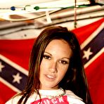 Pic of Taylor Rain - Seductive teen gal Taylor Rain strips in front of southern flag and shows her ass.