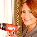 Pic of Zuzana Z - Hot redhead Zuzana Z drilling a dildo up her wet shaved pussy and in ass on the couch