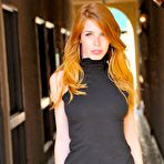 Pic of Luscious teen with red hair Bethanie Skye is reaching outdoor orgasm on huge cucumber