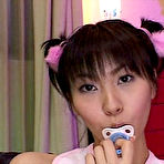 Pic of Cute Japanese cosplay teen Yukine Fujishiro enthusiastically plays with bukkake semen.