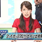 Pic of Bukkake television news girl gets hair cumshots on live tv news program.