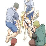 Pic of Bondanime.com - Blonde hentai with huge boobs groupfucked in the net 