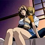 Pic of Cute hentai brunette with glasses gets her tight pussy stretched