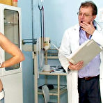 Pic of Cute teen blondie Sabina gets a metal speculum up her pussy during her annual gyno checkup