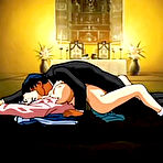 Pic of Slutty hentai lady hot jerked a wet stiff cock on sofa
