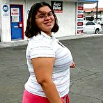 Pic of Chubby nasty brunette plumper Jewelz with big belly fucking 