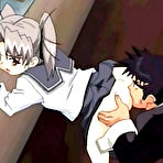 Pic of Slutty hentai lady hot jerked a wet stiff cock on sofa