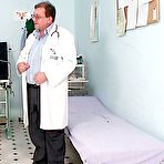 Pic of Tereza  afraid of gyno medical instrument checking on gynochair at clinic