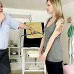 Pic of Scarlet gets a vagina spreader up her hole during gyno inspection