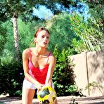 Pic of Valerie Rios - Sexy brunette Valerie Rios with nice ass and great boobies posing naked by pool