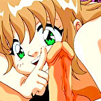 Pic of Slutty hentai lady hot jerked a wet stiff cock on sofa