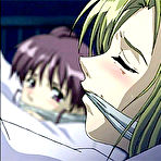Pic of Bondanime.com - Tied up hentai coeds with muzzles toying by a masker man 