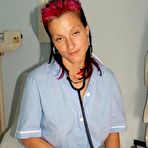 Pic of Weird nurse Demi masturbating with big sex toy and gyn tool at gyno clinic