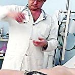 Pic of Helga  afraid of gyno gyno instrument exam on gynochair at clinic