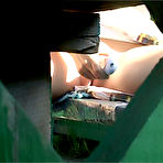 Pic of Teen uses fingers and shaver to cum beside busy road