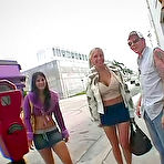 Pic of BANGBROS network Two hot sweet ass chicks sucking two huge cocks with passion