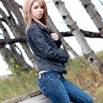 Pic of Cute and sexy blonde babe Aspen A takes her blue jeans off and shows her hungry cunt. - TheMetArt.com