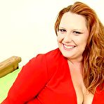 Pic of Plumper redhead chubby Nichole smiling and sucking fat cock 