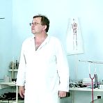 Pic of Tina  afraid of gyno gyn mirror exam on gynochair at clinic